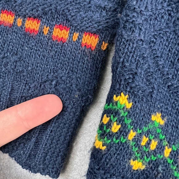 VTG 90s Nordic Fair Isle Knit Sweater Medium Geometric USA Grandpa Cottagecore - Picture 7 of 10